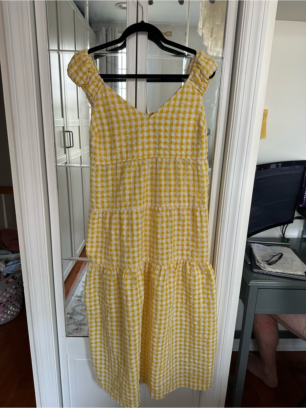 Old Navy Yellow Gingham Midi Dress